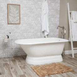 Davenport 60 Inch Cast Iron Classic Pedestal Tub - No Faucet Drillings - White