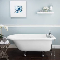 Heritage 60 Inch Cast Iron Classic Clawfoot Tub - Wall Faucet Drillings