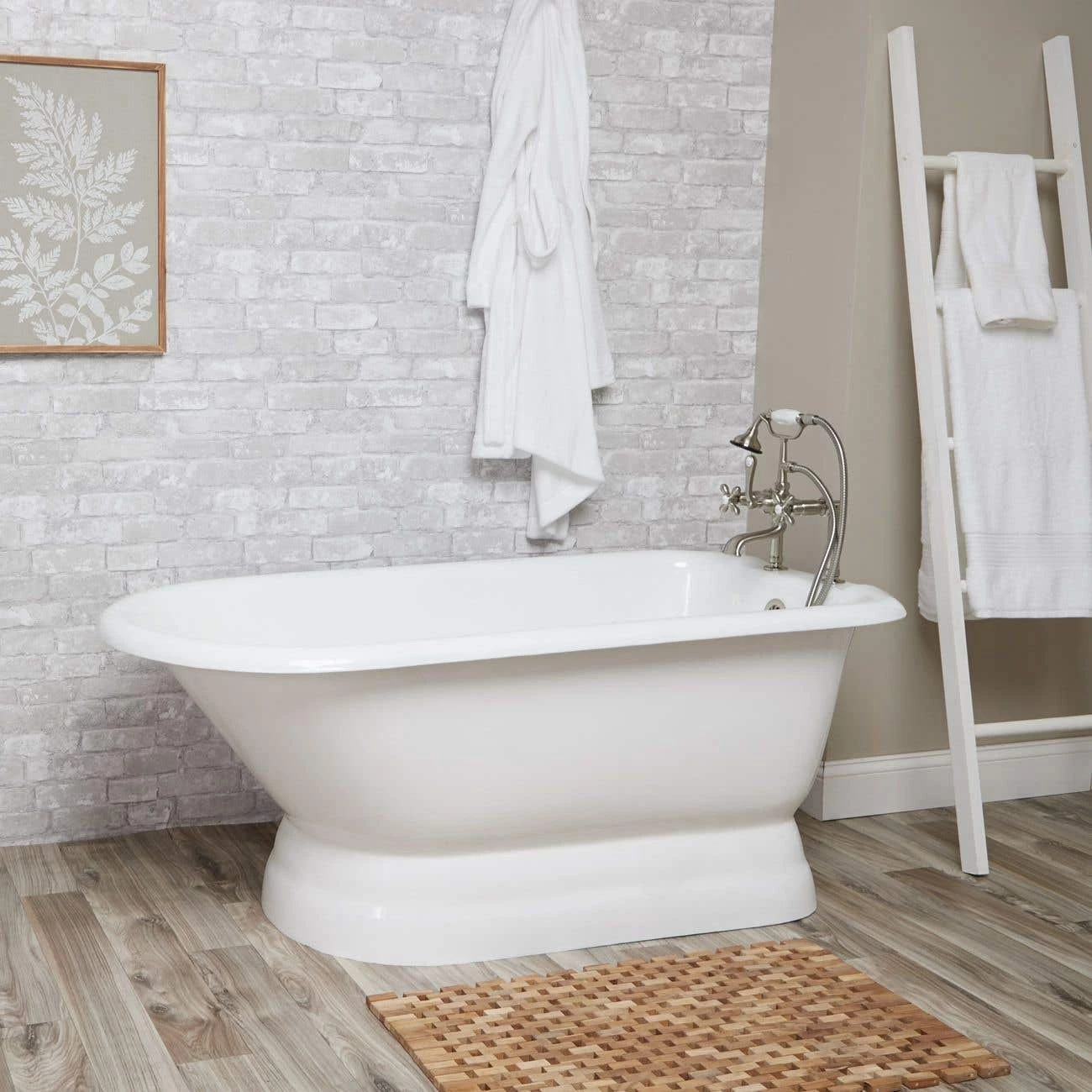 Davenport 60 Inch Cast Iron Classic Pedestal Tub - Rim Faucet Drillings - White 3 Davenport 60 Inch Cast Iron Classic Pedestal Tub - Rim Faucet Drillings - White