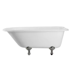 Heritage 60 Inch Cast Iron Clawfoot Tub Shower Package With British Telephone Faucet - White / Chrome Feet & Fixtures -VINTAGE TUB Store lg60rt7wrbc 2 13