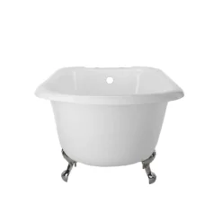 Heritage 60 Inch Cast Iron Clawfoot Tub Shower Package With British Telephone Faucet - White / Chrome Feet & Fixtures -VINTAGE TUB Store lg60rt7wrbc 3 9