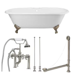 Cambridge Cast Iron Double Ended Clawfoot Tub Package - Rim Faucet Drillings -VINTAGE TUB Store lg66de7wdibn 4