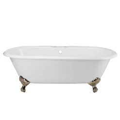 Cambridge Cast Iron Double Ended Clawfoot Tub - Rim Faucet Drillings -VINTAGE TUB Store lg66de7wdin 2 3
