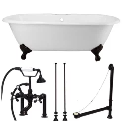 Cambridge Cast Iron Double Ended Clawfoot Tub Package - Rim Faucet Drillings -VINTAGE TUB Store lg66de7wdiorb 2