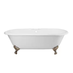 Cambridge Cast Iron Double Ended Clawfoot Tub - Rim Faucet Drillings -VINTAGE TUB Store lg72de7wdibn 2 3