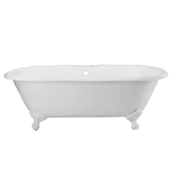 Cambridge Cast Iron Double Ended Clawfoot Tub - Rim Faucet Drillings -VINTAGE TUB Store lg72de7wdiw 2 3