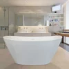 Purescape 61 Inch Freestanding Cast Stone Double Ended Bathtub - White 1 Purescape 61 Inch Freestanding Cast Stone Double Ended Bathtub - White -VINTAGE TUB Store ps748g wht