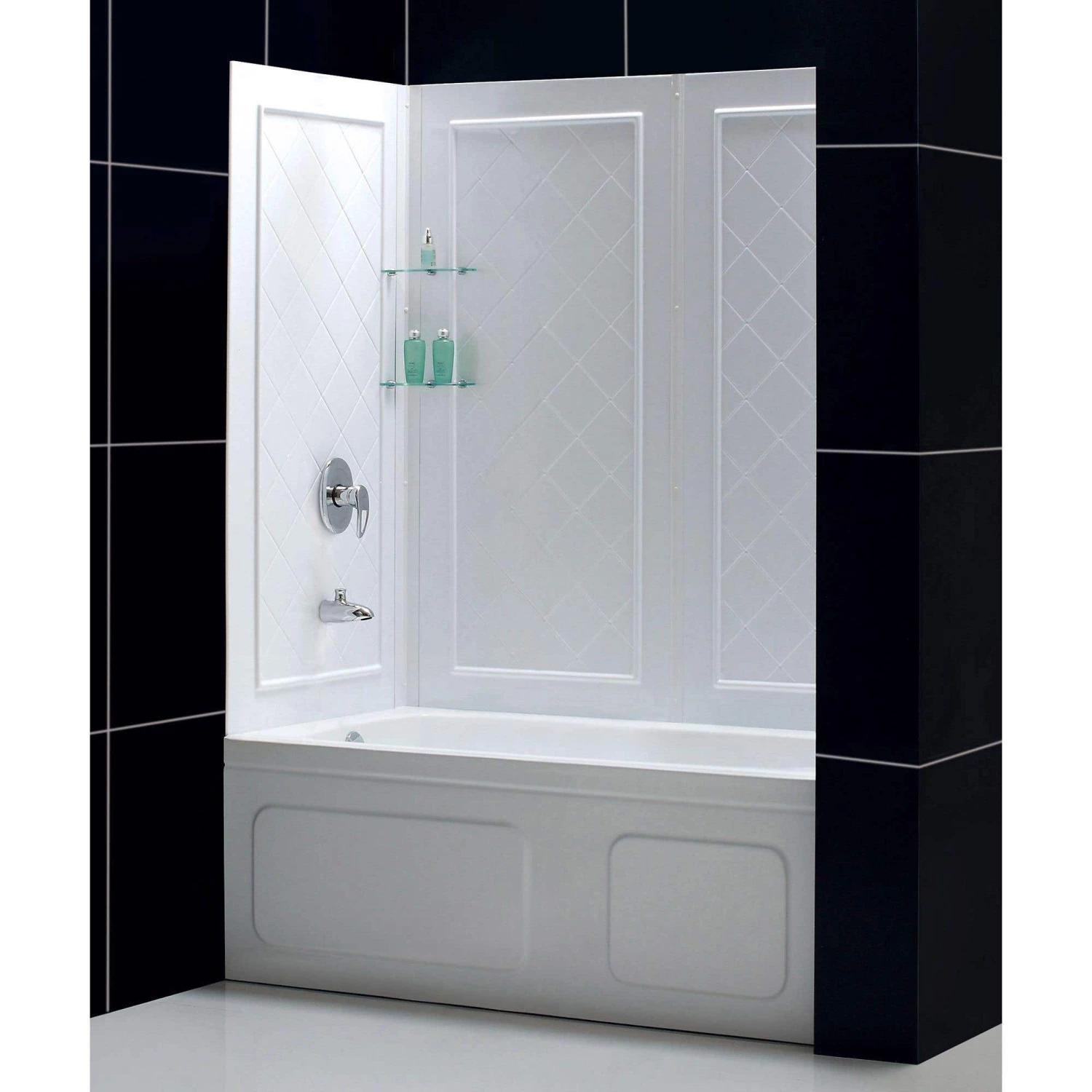 DreamLine Infinity-Z 56-60 In. W X 60 In. H Semi-Frameless Sliding Tub Door And QWALL-Tub Acrylic Wall Kit, Clear Glass 9 DreamLine Infinity-Z 56-60 In. W X 60 In. H Semi-Frameless Sliding Tub Door And QWALL-Tub Acrylic Wall Kit, Clear Glass - Image 7