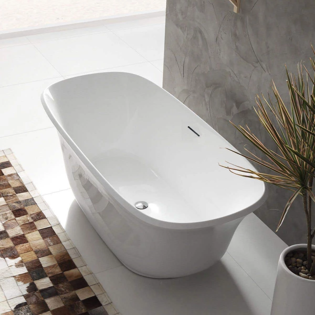 Augustus Matte White Acrylic Double Ended Freestanding Tub 4 Augustus Matte White Acrylic Double Ended Freestanding Tub - Image 2