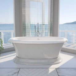 Everett 66 Inch Double Ended Freestanding Air Massage Tub - Made In USA