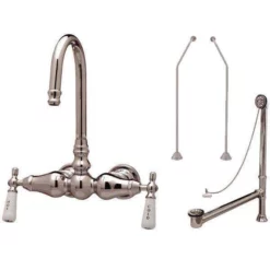 Wall Mount Clawfoot Tub Gooseneck Faucet - Drain - Supply Lines - Complete Set -VINTAGE TUB Store rm149 1twcsc 2