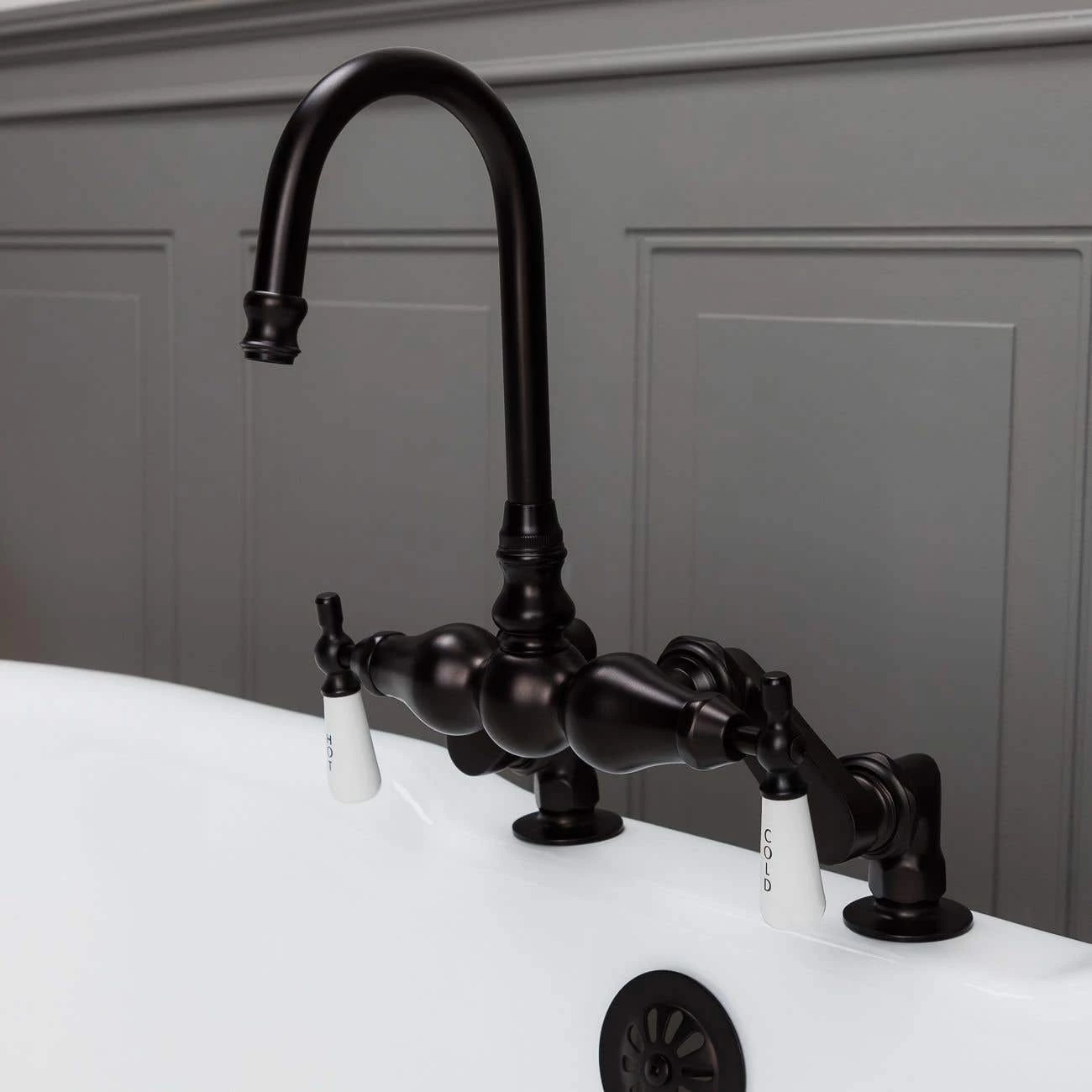 Deck Mount Clawfoot Tub Gooseneck Faucet 5 Deck Mount Clawfoot Tub Gooseneck Faucet - Image 3