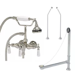 Clawfoot Tub Wall Mount Downspout Faucet With Handshower - Tub Drain And Supply Lines Complete Set -VINTAGE TUB Store rm154twcsc 1
