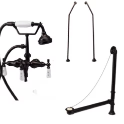 Clawfoot Tub Wall Mount Downspout Faucet With Handshower - Tub Drain And Supply Lines Complete Set -VINTAGE TUB Store rm154twcsorb 1