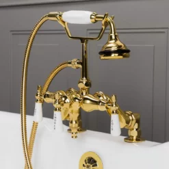 Clawfoot Tub Deck Mount Downspout Faucet With Handshower -VINTAGE TUB Store rm157pb 2 1