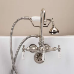 Tub Wall Mount High Spout Clawfoot Tub Faucet W/ Handshower 14 Tub Wall Mount High Spout Clawfoot Tub Faucet W/ Handshower -VINTAGE TUB Store rm402bn side 2 1 1