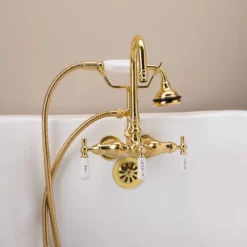 Tub Wall Mount High Spout Clawfoot Tub Faucet W/ Handshower 15 Tub Wall Mount High Spout Clawfoot Tub Faucet W/ Handshower -VINTAGE TUB Store rm402pb side 2 1