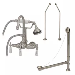 Clawfoot Tub Wall Mount Gooseneck Faucet With Handshower - Tub Drain And Supply Lines Complete Set 9 Clawfoot Tub Wall Mount Gooseneck Faucet With Handshower - Tub Drain And Supply Lines Complete Set -VINTAGE TUB Store rm402twcsbn 2