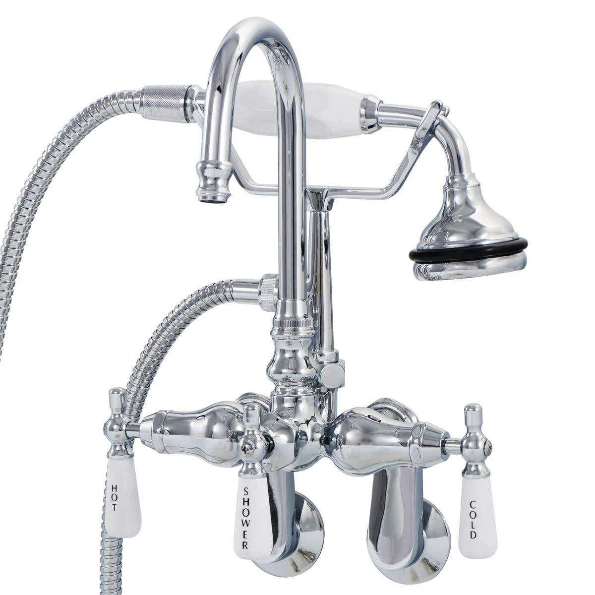 Clawfoot Tub Wall Mount Gooseneck Faucet With Handshower 6 Clawfoot Tub Wall Mount Gooseneck Faucet With Handshower - Image 4