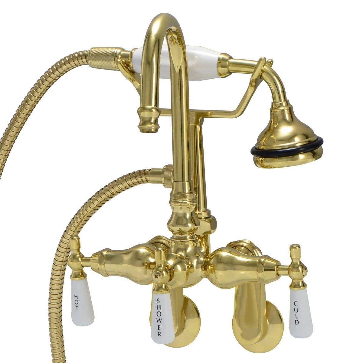 Clawfoot Tub Wall Mount Gooseneck Faucet With Handshower 5 Clawfoot Tub Wall Mount Gooseneck Faucet With Handshower - Image 3