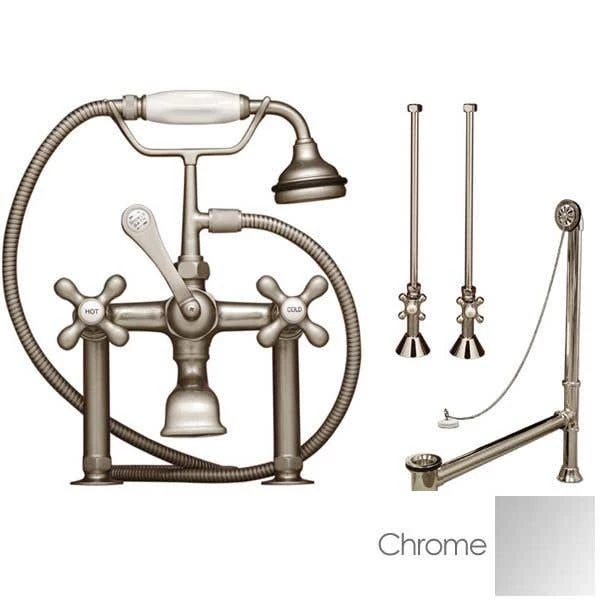 Clawfoot Tub Rim Mount English Telephone Faucet With Handshower - Drain And Supply Lines Complete Set 4 Clawfoot Tub Rim Mount English Telephone Faucet With Handshower - Drain And Supply Lines Complete Set - Image 2