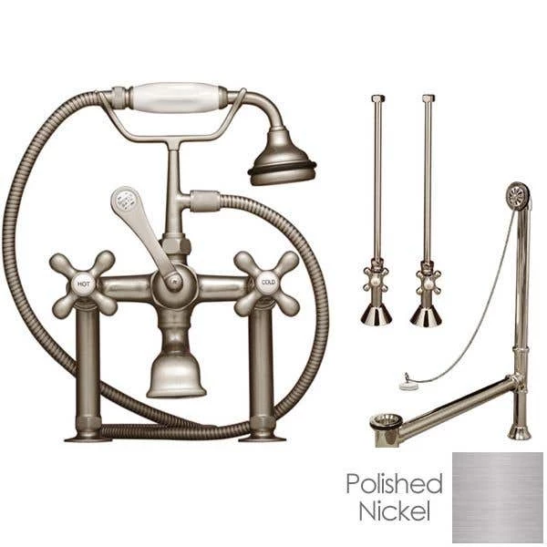 Clawfoot Tub Rim Mount English Telephone Faucet With Handshower - Drain And Supply Lines Complete Set 6 Clawfoot Tub Rim Mount English Telephone Faucet With Handshower - Drain And Supply Lines Complete Set - Image 4