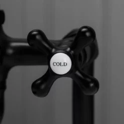 Clawfoot Tub Deck Mount English Telephone Faucet With Handshower - Matte Black -VINTAGE TUB Store rm462mb crosshandle