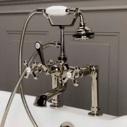 Vintage Clawfoot Tub Deck Mount English Telephone Faucet With Handshower 12 Vintage Clawfoot Tub Deck Mount English Telephone Faucet With Handshower -VINTAGE TUB Store rm462pn side 2