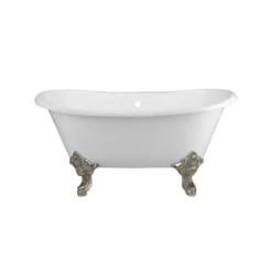 Monarch Cast Iron Double Slipper Clawfoot Tub - No Faucet Drillings - Monarch Feet -VINTAGE TUB Store rm59ds0 mbn front 1 2