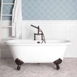 Kensington Cast Iron Double Ended Clawfoot Tub - Rim Faucet Drillings