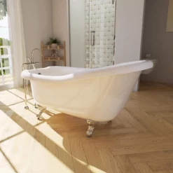 Versal Acrylic Slipper Clawfoot Tub - Made In USA -VINTAGE TUB Store rm60sl0acwh c life angle