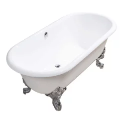 Napoleon Cast Iron Double Ended Clawfoot Tub - No Faucet Drillings - Monarch Feet -VINTAGE TUB Store rm61de0 mc angle