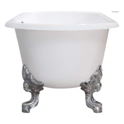 Napoleon Cast Iron Double Ended Clawfoot Tub - No Faucet Drillings - Monarch Feet -VINTAGE TUB Store rm61de0 mc side