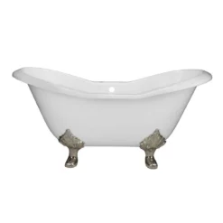 Grace Cast Iron Double Slipper Tub - Rim Faucet Drillings - Lion Paw Feet -VINTAGE TUB Store rm61ds7lpbn front 1 2 oyv9av0yectfd7de
