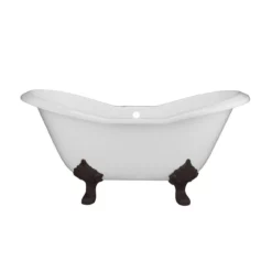 Grace Cast Iron Double Slipper Tub - Rim Faucet Drillings - Lion Paw Feet -VINTAGE TUB Store rm61ds7lporb front 3 2 fo9g0tqlh4ubnpxo