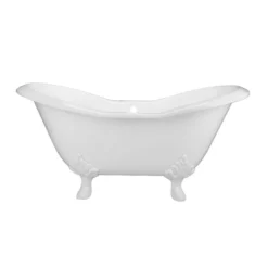 Grace Cast Iron Double Slipper Tub - Rim Faucet Drillings - Lion Paw Feet -VINTAGE TUB Store rm61ds7lpw front 2 2 a1eq9sjtslpw54p4