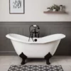 Grace Cast Iron Double Slipper Tub - Rim Faucet Drillings - Lion Paw Feet -VINTAGE TUB Store rm61ds7w 2
