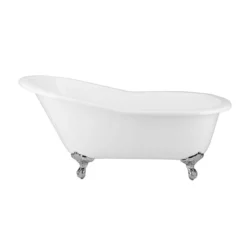 Mila 67 Inch Cast Iron Slipper Clawfoot Tub Package - White / Chrome Feet & Fixtures -VINTAGE TUB Store rm61sl0c 1 6