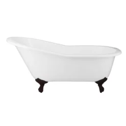 Mila Vintage Cast Iron Slipper Clawfoot Tub - Rim Faucet Drillings -VINTAGE TUB Store rm61sl7orb front 2