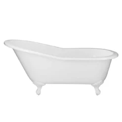 Mila Vintage Cast Iron Slipper Clawfoot Tub - Rim Faucet Drillings -VINTAGE TUB Store rm61sl7w front 2