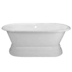 Laurent 60 Inch Cast Iron Double Ended Pedestal Tub Package - White / Chrome Fixtures -VINTAGE TUB Store rm66de0ped 3 3
