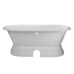 Laurent 60 Inch Cast Iron Double Ended Pedestal Tub Package - White / Chrome Fixtures -VINTAGE TUB Store rm66de0ped 5 3
