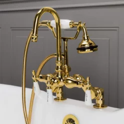 Deck Mount High Spout Clawfoot Tub Faucet W/ Handshower -VINTAGE TUB Store rm684pb 2 1