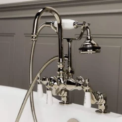 Deck Mount High Spout Clawfoot Tub Faucet W/ Handshower -VINTAGE TUB Store rm684pn 2 1