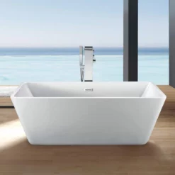 Ella 63 Inch Acrylic Double Ended Freestanding Tub - No Faucet Drillings