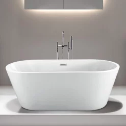Milly 63 Inch Acrylic Double Ended Freestanding Tub - No Faucet Drillings