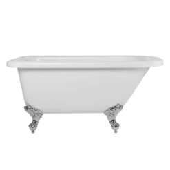 Savanna 54 Inch Acrylic Clawfoot Tub And Shower Package - White / Chrome Feet & Fixtures -VINTAGE TUB Store rma54rt7wrbc front 1