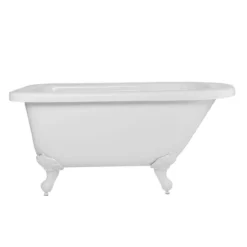 Savanna 54 Inch Acrylic Classic Rolltop Clawfoot Tub Package - White / White Feet & Chrome Fixtures -VINTAGE TUB Store rma54rt7wrbw front 2 1