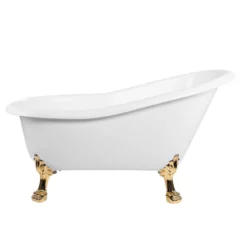 Paris Acrylic Slipper Clawfoot Tub - Rim Faucet Drillings - Lion Paw Feet -VINTAGE TUB Store rma57sl7wlppb 1 2