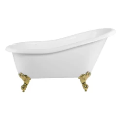 Aurora Acrylic Slipper Clawfoot Tub - Rim Faucet Drillings - Imperial Ball & Claw Feet 19 Aurora Acrylic Slipper Clawfoot Tub - Rim Faucet Drillings - Imperial Ball & Claw Feet -VINTAGE TUB Store rma57sl7wsis 1